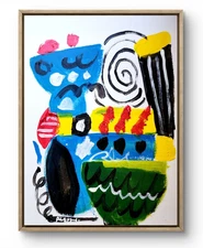 Original Art Swirl 14x11 Bold Color Modern Abstract Canvas