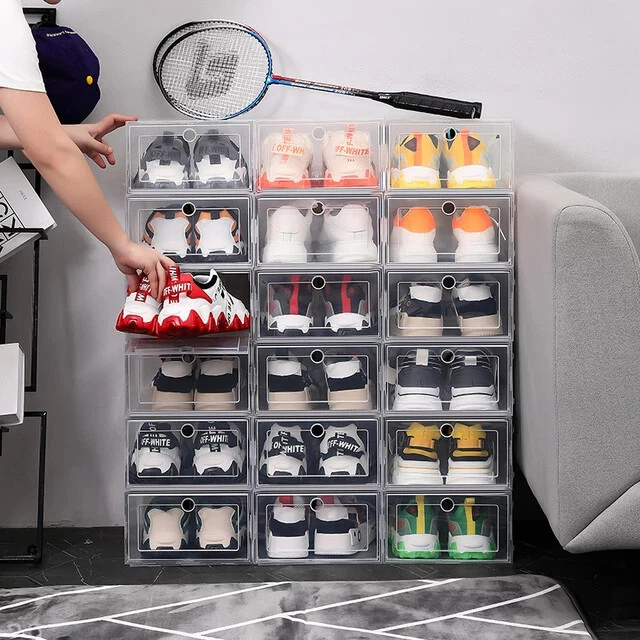 Shoe Box Set Foldable Plastic Storage Transparent Shelf Stack