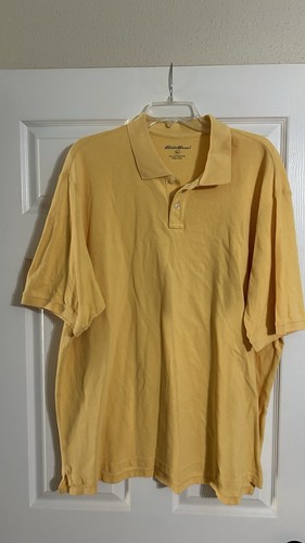 Eddie Bauer Mens Shirt 2XL Yellow Short Sleeve Polo Outdoor Casual Comfort