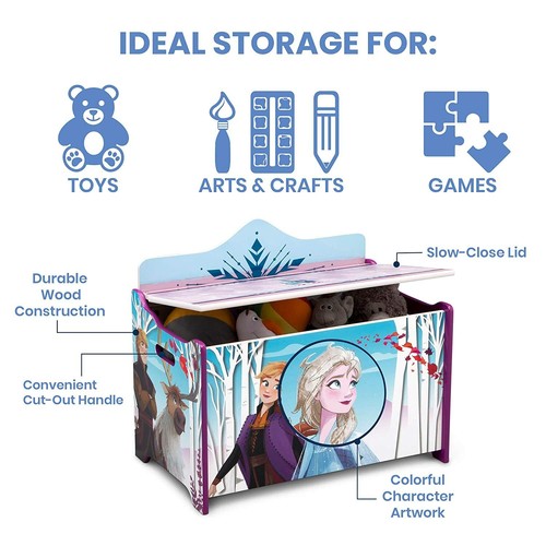 Kids Toy Box Frozen II Elsa Anna Chest Bin Organizer Seat Toys Bedroom Playroom - Picture 4 of 8