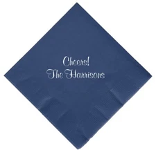 Custom Personalized Beverage, Cocktail or Dessert Napkins - 2 Lines