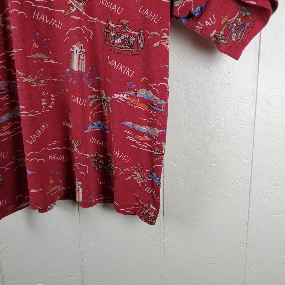 Рубашка поло Bobby Chan мужская очень большая красный воротник короткий рукав шелковая смесь Гавайи - Изображение 4 из 4