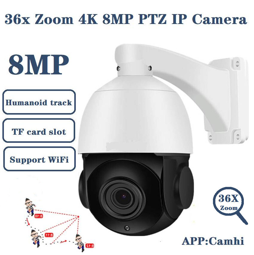 8MP 4K 36x Zoom WiFi PoE Humanoid Tracking SD Card MIC PTZ Speed