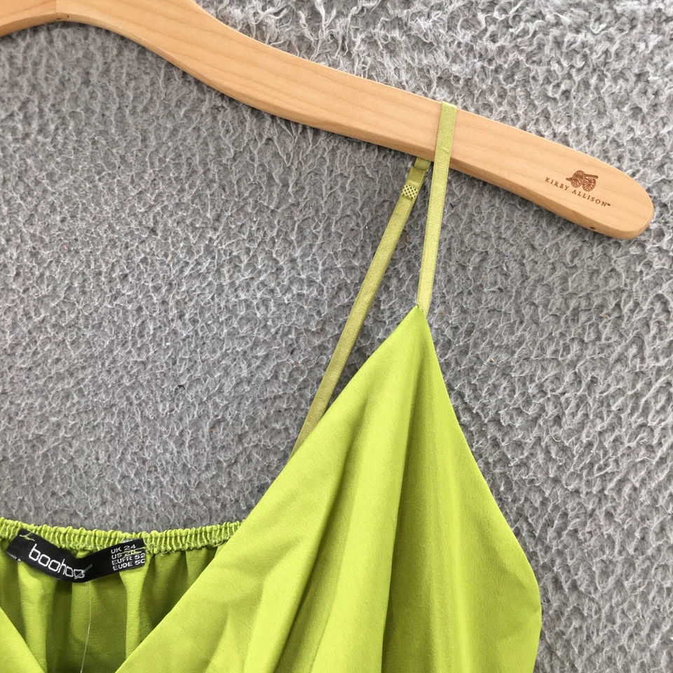 Vestido Boohoo Midi Imitación Envolvente Línea A Mujer 24 Verde Sin Mangas Pullover Informal Foto 3 de 4