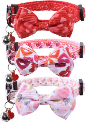 Valentine'S Day Cat Collar Breakaway with Cute Bow Tie and Bell for Kitty Adj...