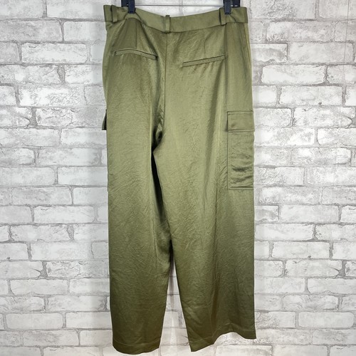 MADEWELL NWD High-Rise Green Straight Satin Cargo Trousers sz 14 NR109 - Picture 2 of 6