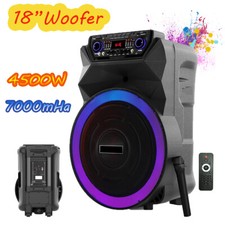 4500W 18" Woofer Portable Party Speaker Heavy Bass Rechargeble w/Mic Remote LED