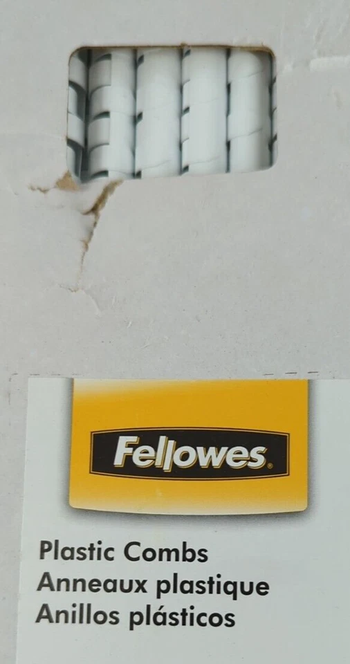 Fellowes Spines Plastic Combs 100 Pack Binder Clips White 3/8" Dia 41-55 Sheets - Image 3 of 4