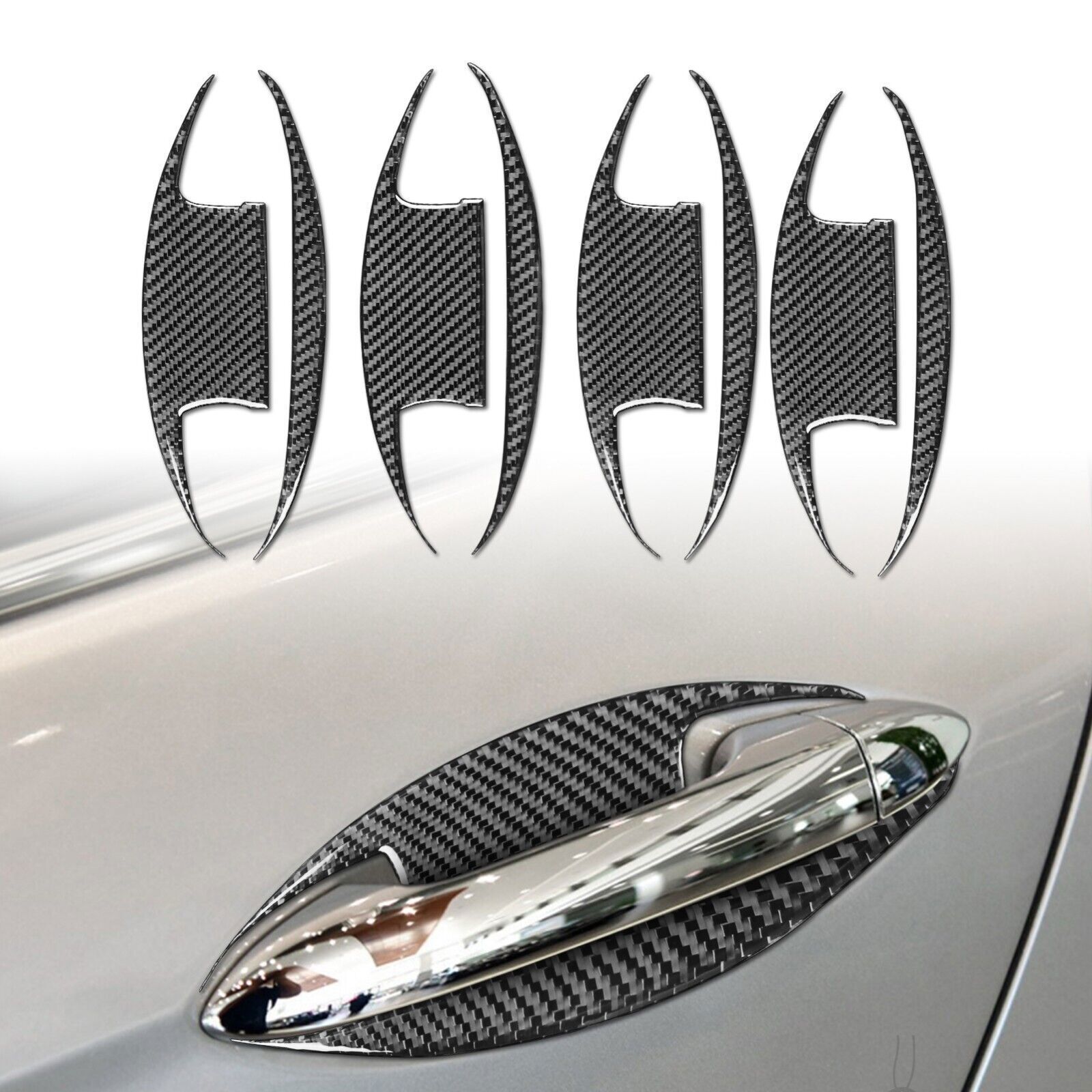 8Pcs Carbon Fiber Car Exterior Door Handle Bowl Cup Cover Trim For Accord 14-17