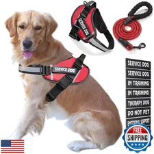 Bcadem Service Dog Vest, 9 Dog Patches No Pull Dog Harness and Leash Set with