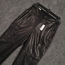 GAP Black High Rise Faux Leather Cargo Pocket Pants Womens 25/0 NEW 89.95