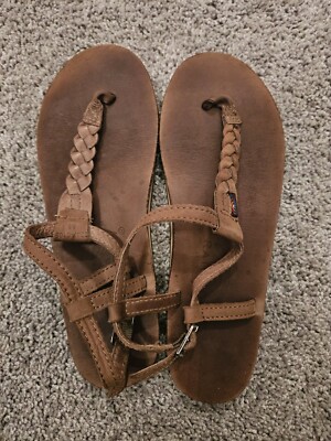 Rainbow Womens T-Street Braided Leather Thong Sandals Light