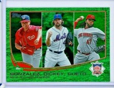 2013 Topps Emerald Parallel Card #287 Gio Gonzalez / Johnny Cueto / Dickey  MINT
