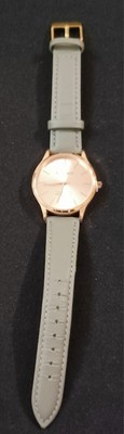 NWOT Monroe Classique Watch by Maestro Rose Gold Face Gray Band with Battery