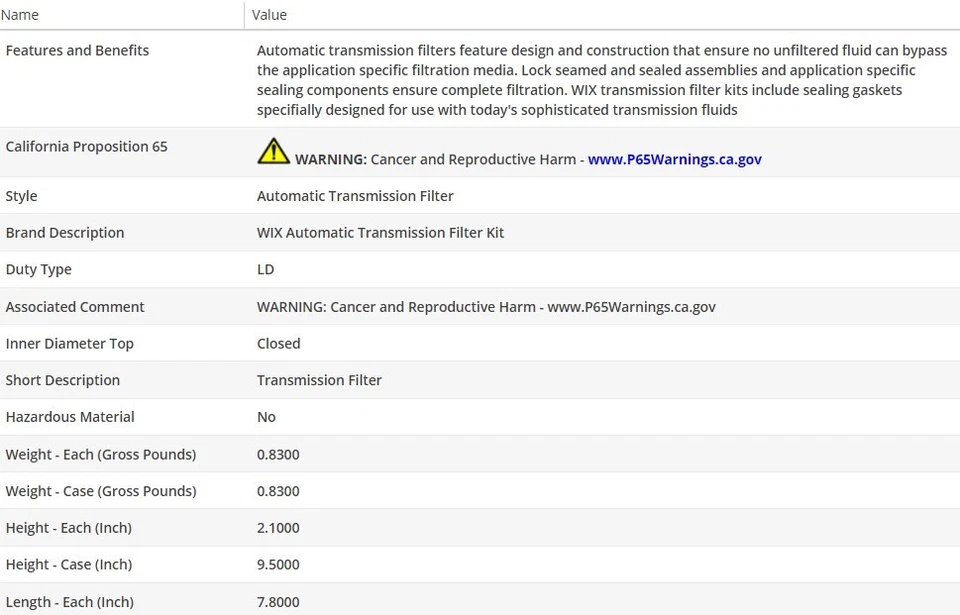 Filtro de aceite tipo fabricante original WIX para Dodge Durango 1998-1999 V6-3,9 L Foto 3 de 4