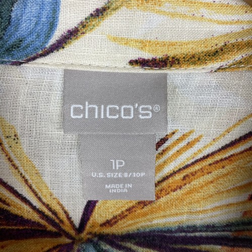 Chico's Tropical Palm Print Linen Utility Pocket Lightweight Jacket Size 1P - Picture 10 of 10