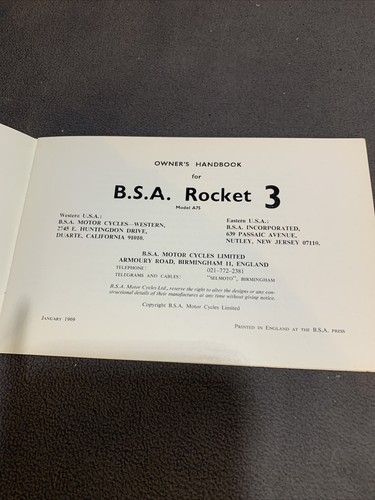bsa a75 owners handbook rocket 3 750 30143 # - Picture 3 of 10