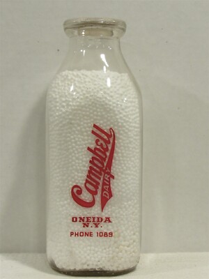 SSPQ Milk Bottle Campbell Dairy Farm Oneida NY MADISON COUNTY Cup O Graph Var#2