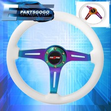 Universal 6 Bolt 345mm Steering Wheel Neo Chrome 3 Spoke White Wood Godsnow Universal 6 Bolt 345mm Steering Wheel Neo Chrome 3 Spoke White Wood Godsnow
