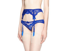 L'Agent by Agent Provocateur Vanesa' Lace Suspender Belt in Blue Size XL