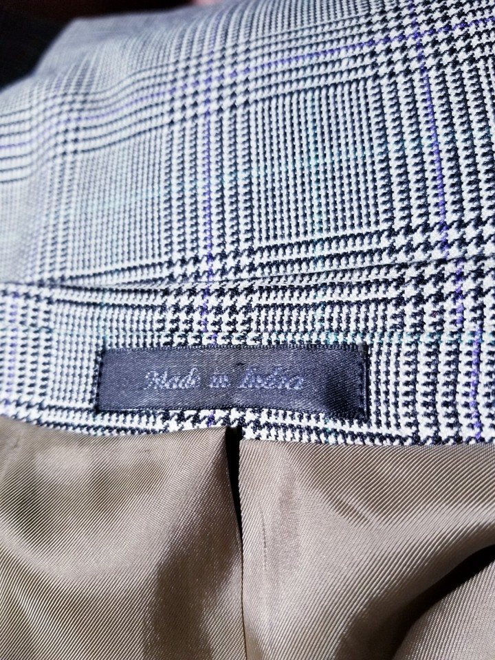 46R Ralph Lauren SILK WOOL purple plaid Check tweed Blazer Jacket Sport