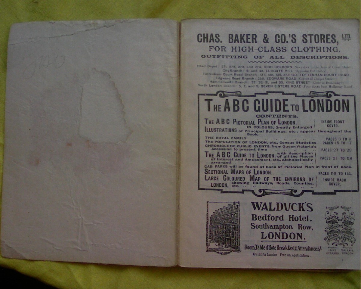 1904 ABC Guide to London, Maps Atlas Chas Baker Vintage 1904 ABC Guide to London, Maps Atlas Chas Baker Vintage