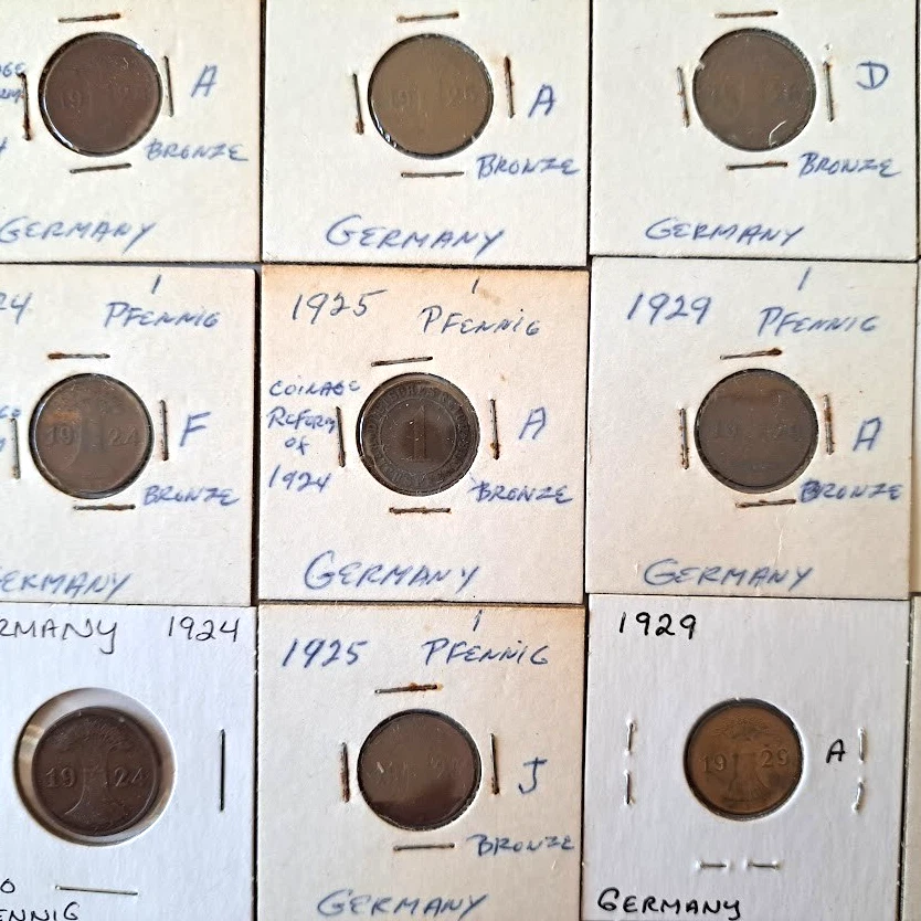 Lote de 20 moedas vintage da Alemanha Pfennigs Weimar ao Terceiro Reich 1924-1938 - Imagem 2 de 4