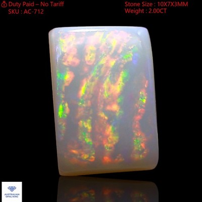 Natural Square Fire Opal Cabochon Unique Gemstone Australia 2.00 Cts 10x7x3 mm