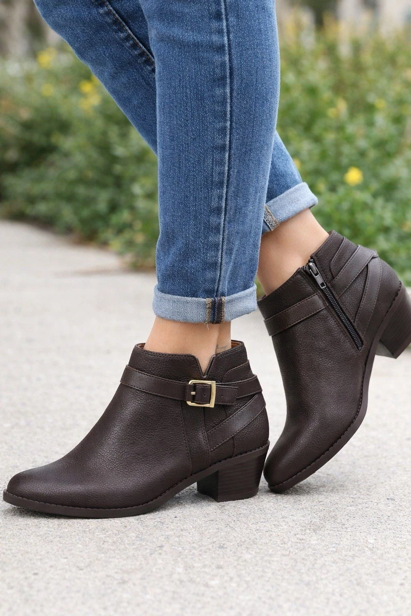 Brown Ankle Boots Vionic for Women for sale | eBay Vionic Redding Leather Ankle Boots Womens 7.5 Comfort Zip Booties Brown main image 0