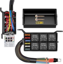 12V Relay Box 6 Way Relay Fuse Box 12 AWG Pre-Wired Waterproof 4 Pin 6 Slot ATC/