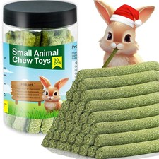 30PCS Timothy Hay Chew Sticks for Rabbits Natural Timothy Molar Teeth Toy for