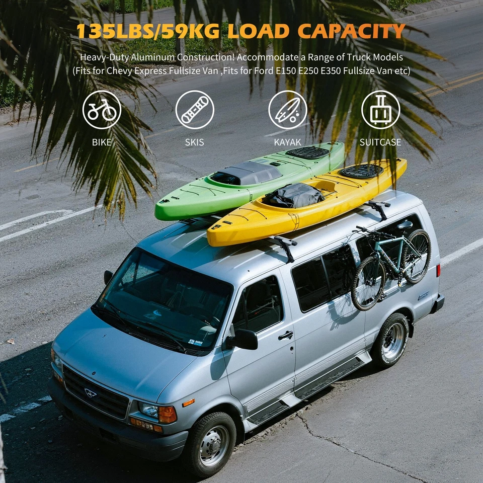 Portaequipajes barras transversales portaequipajes para Nissan NV3500 NV2500 2012-24 64" techo escalera Foto 3 de 4