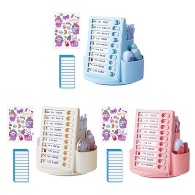 2 in 1 Rotating Pen Holder Pen Box Chore Chart Checklist Board Desk Organizers