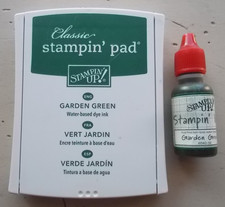 GARDEN GREEN Classic Stampin' Up Water Based Dye Ink Pad with Refill