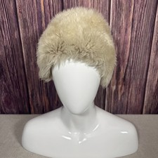 Vintage Shearling Winter Hat Handmade Sheepskin Soft Fur Cream 24  Snowbunny