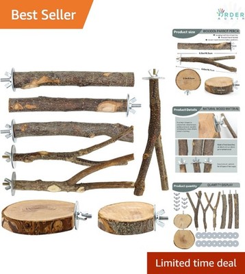 Wood Bird Perches 8pcs Natural Parrot Cage Accessories Multi-Branch Hangout