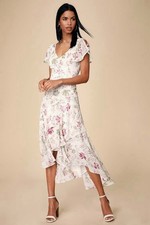 Lovestruck White Floral Print High-Low Midi Dress