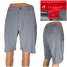 Redvanly Mens Large Shorts Hanover Pull On Golf Gray 9" Inseam Performance EUC