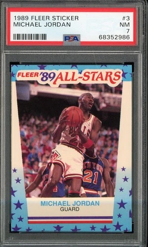 Michael Jordan 1989 Fleer Sticker Card #3 PSA 7 NM Chicago Bulls