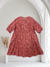 Terra & Sky Pink Floral Dress Women’s Size 3X 100% Cotton Romantic Boho Chic