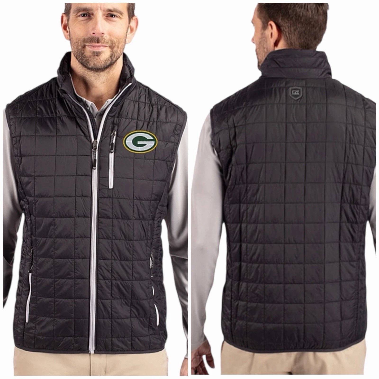 GREEN BAY PACKERS Cutter & Buck Insulated Full Zip Puffer Vest Size Medium NWT