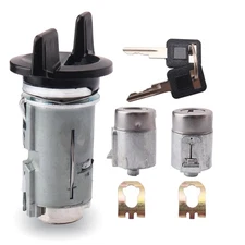 Ignition Switch Lock Cylinder & Door Lock Cylinder Set Compatible with Chevy ...