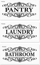 3 Pcs Vinyl Wall Stickers Laundry Room Pantry Bathroom Decal, Vinyl Door Art Sti