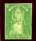Victoria 1856 Queen-on-Throne 1d yellow-green MLH.  SG 40.
