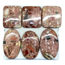 6 Pcs Natural Brecciated Jasper Cabochon 36-49mm Multi Color Loose Gemstones Lot