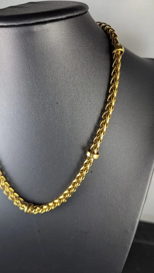Collar de cadena en tono dorado firmado por Ralph Lauren cierre de perno de palanca trenzado Foto 3 de 4