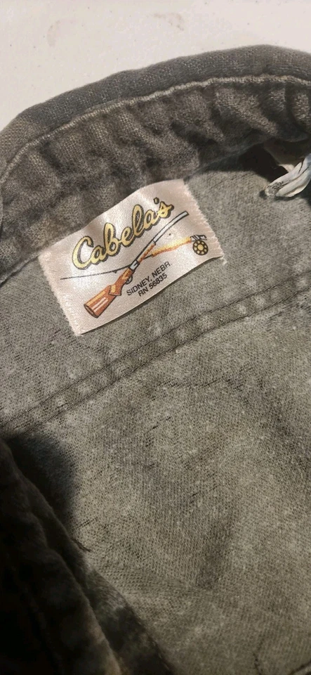 Vintage 80s Cabelas Trebark Camo Button Up Shirt Men Sz L Hunting Outdoors USA - Image 3 of 4