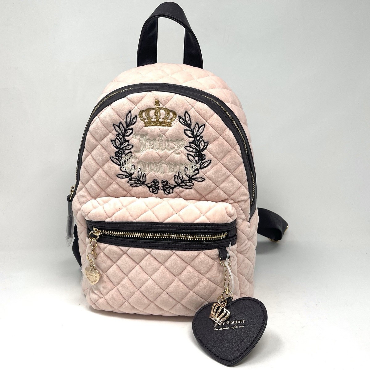 JUICY COUTURE Royal Moment Quilted Velour Backpack Pink 
