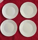 Vtg White Set of 4 Harmonia Bread Luncheon Plates Scalloped Edge Made in Spain
