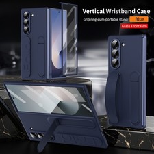 For Samsung Galaxy Z Fold 7/6/5/4 Wristband Stand Hard Shockproof Case w/ Film